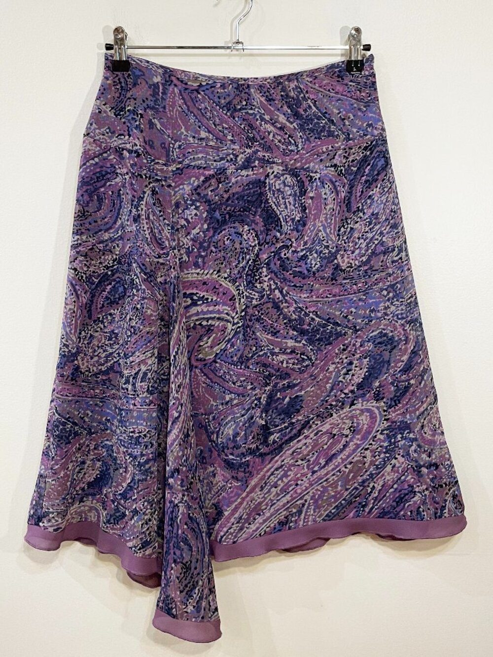 EUC Vintage Worthington Textured Chiffon Paisley Skirt Purple 4